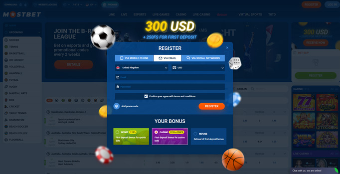 Registration on Mostbet